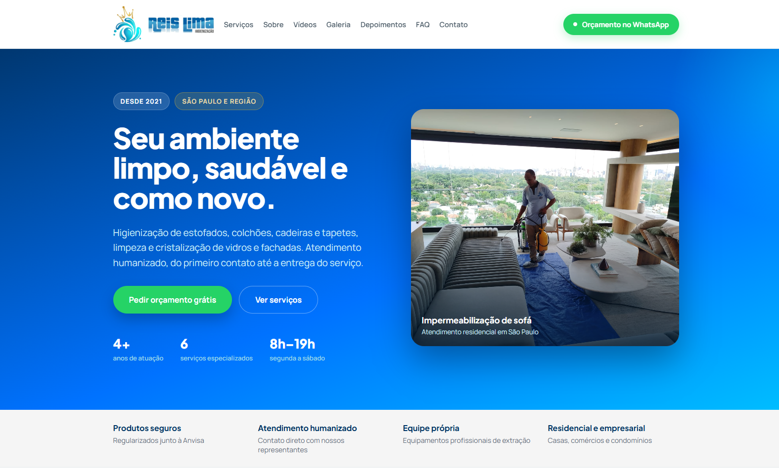 Site da Reis Lima Higienização